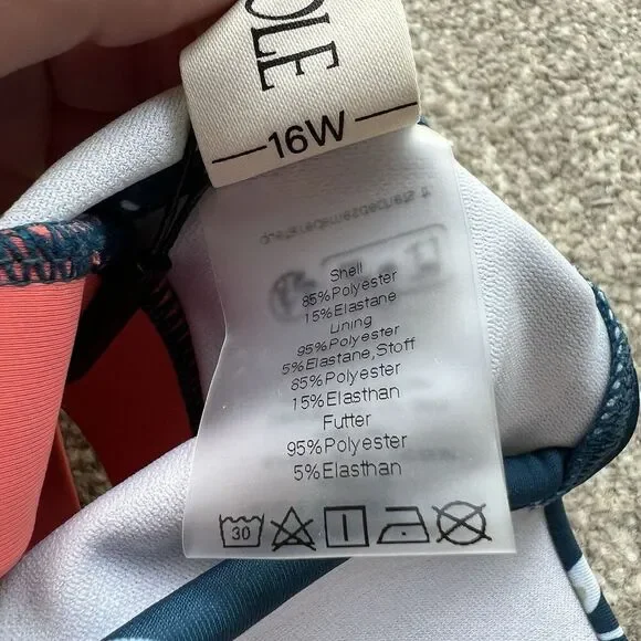 NWT Hannah Nikole Swimsuit Plus Size 16W Coral Navy Floral Wide Strap - Picture 7 of 8